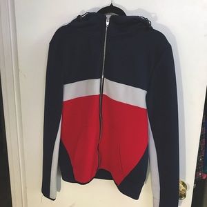M.Society red and blue sweater
